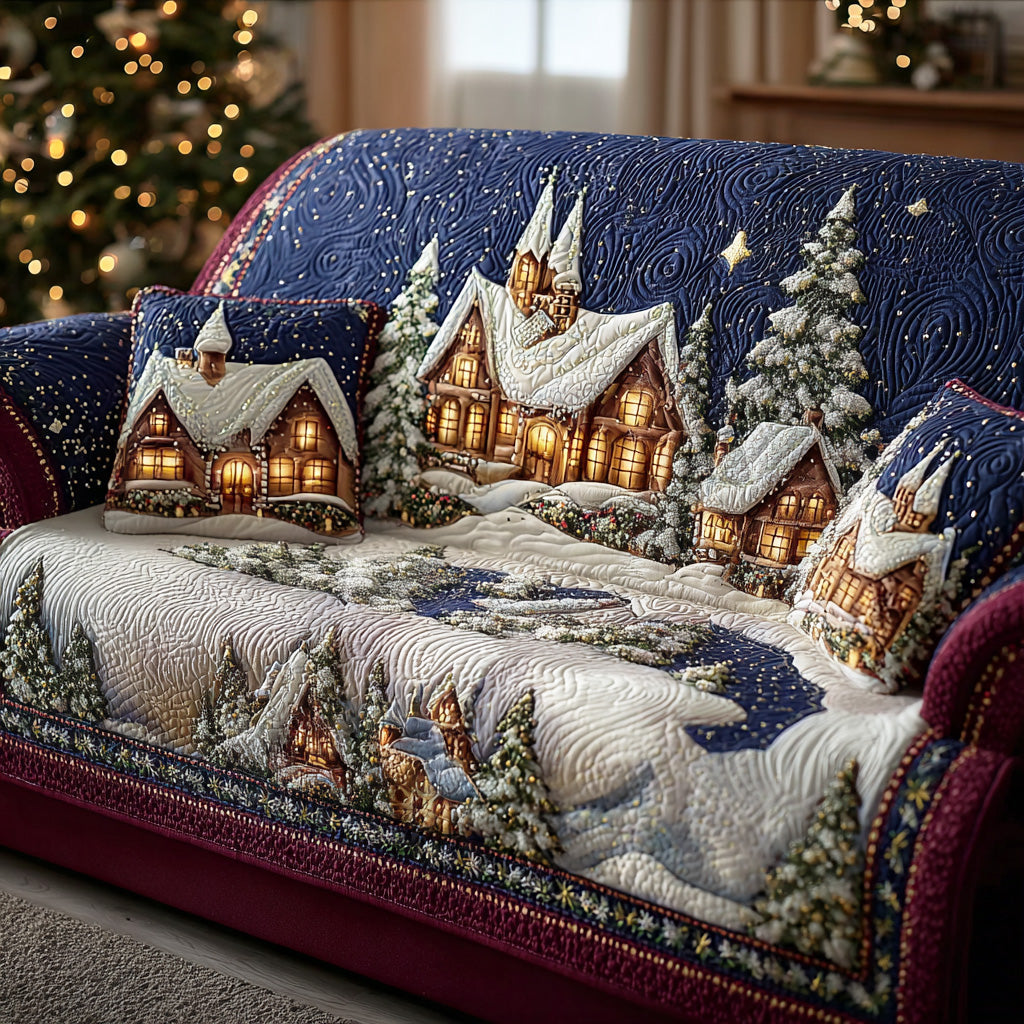 Mystic Winter Lights Quilted Couch Cover Washable Sofa Cover For Dogs Mother’s Day Gifts For Grandma – Trendwearapparel
