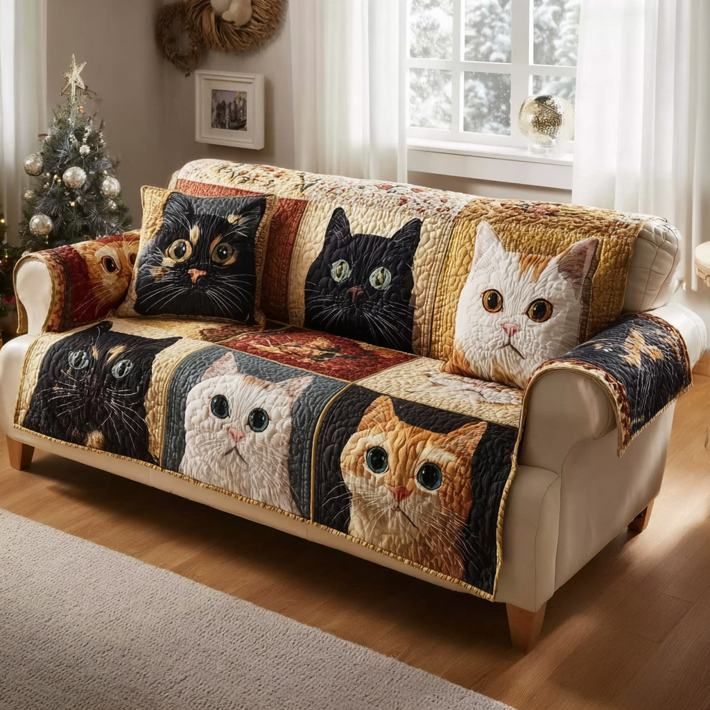 Obsidian Cat Gaze Quilted Couch Cover Cat Scratch Furniture Protector Presents For Mothers – Trendwearapparel
