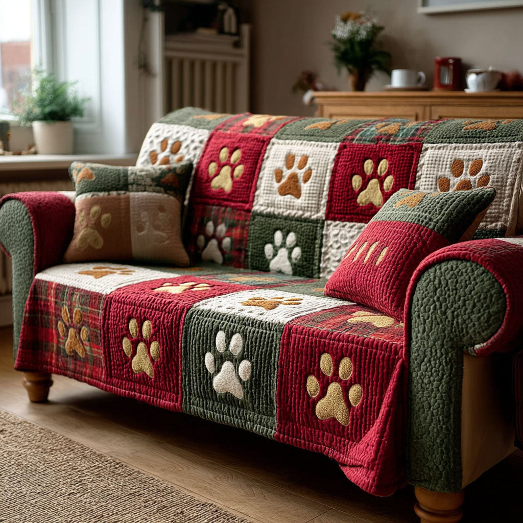 Paw Holiday Quilted Couch Cover Washable Sofa Pet Protector Presents For Mothers – Trendwearapparel