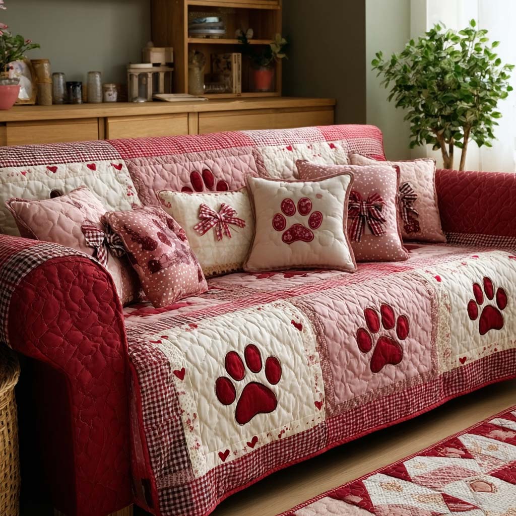 Paw Love Quilted Couch Cover Washable Sofa Cat Protector Mothers Day Gift For Great Grandma – Trendwearapparel