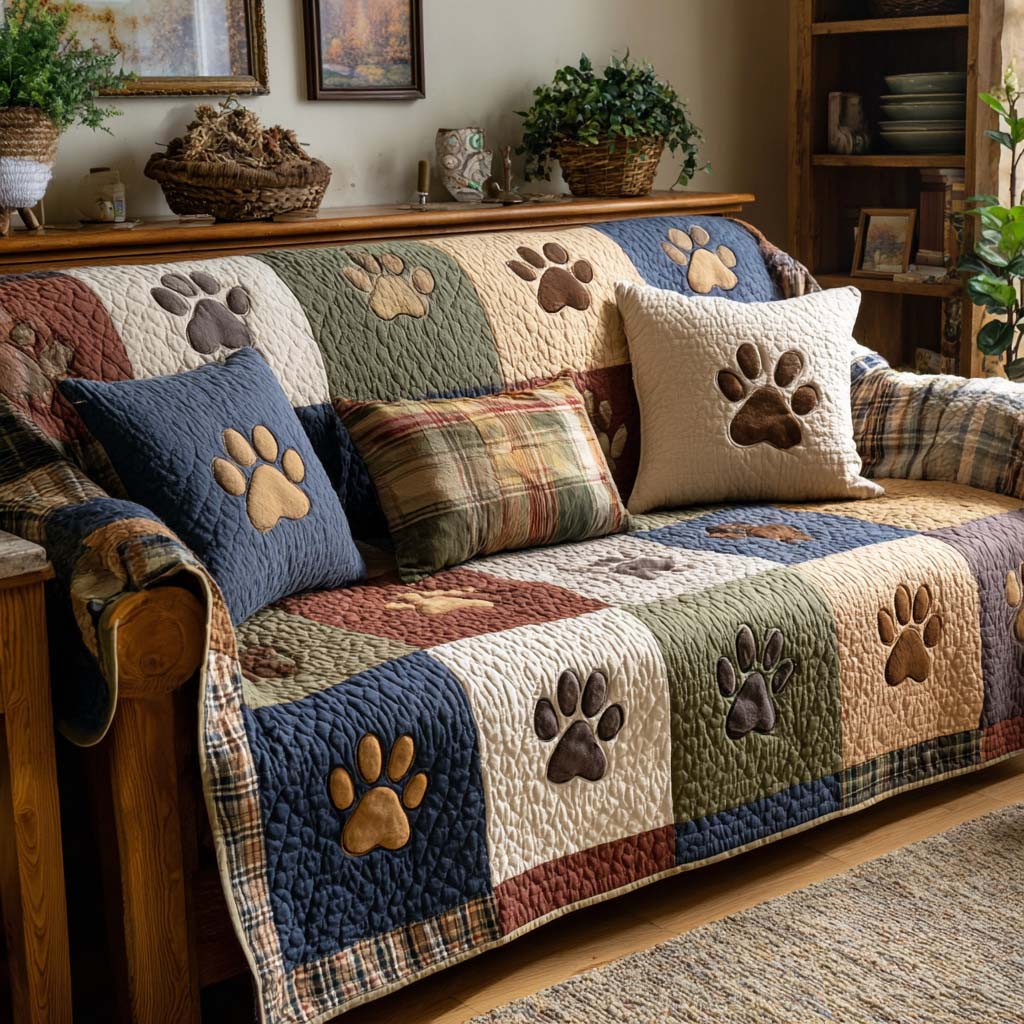 Paw Rustic Quilted Couch Cover Washable Sofa Cat Protector Practical Gifts For Mom – Trendwearapparel