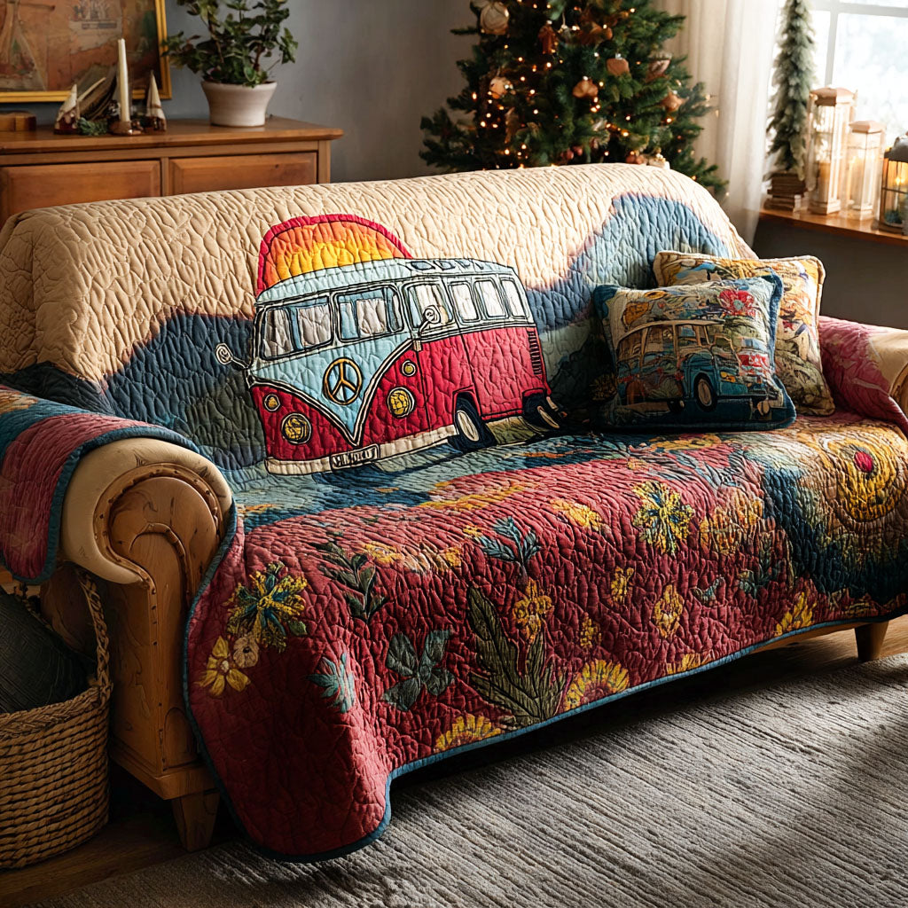 Vintage Wanderer Quilted Couch Cover Washable Cat Proof Sofa Cover Mothers Day Presents For Grandma – Trendwearapparel
