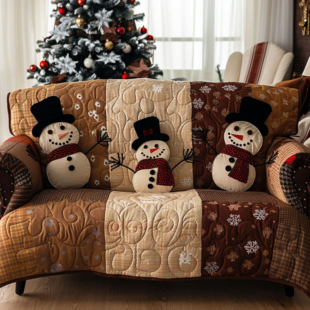 Warm Cocoa Snowmen Quilted Couch Cover Washable Sofa Cat Protector Practical Gifts For Mom – Trendwearapparel